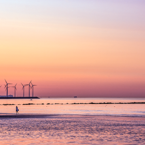 Pink sunset over Zeebrugge